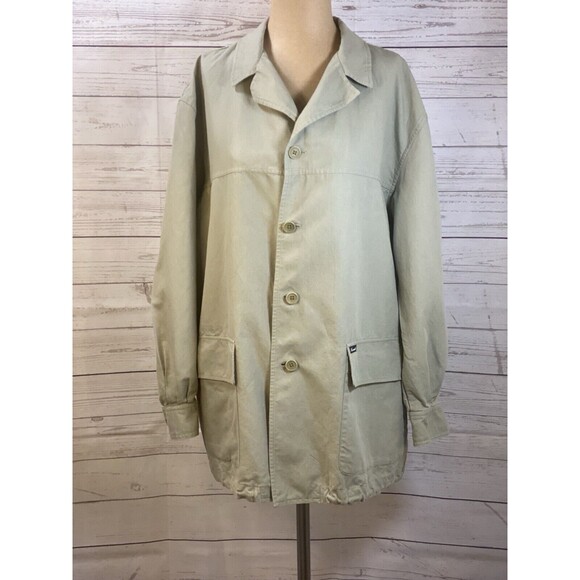 Men’s Oversized Vtg Façonnable Military Army Green Button Up Jacket Size Small - Picture 10 of 10